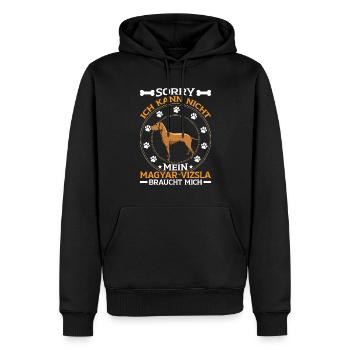 Magyar Vizsla needs me pointing dog - Men’s Premium Organic Hoodie - black - Front - Nico (187cm)