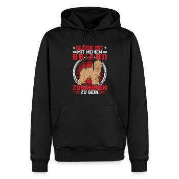 Bei meinem Briard sein Berger de Brie - Männer Premium Bio Hoodie - Schwarz - Vorne - Nico (187cm)