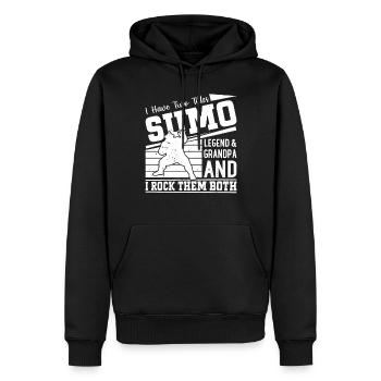 I have two titles sumo Legend & Grandpa Sumo Fight - Männer Premium Bio Hoodie - Schwarz - Vorne - Nico (187cm)