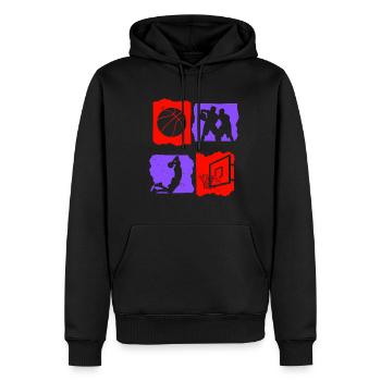 T-shirt de basket-ball B-ball Dunking Rebound Player - Sweat à capuche Premium bio Homme - noir - Devant - Nico (187cm)