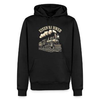 Trains de locomotives à vapeur de chemin de fer miniature - Sweat à capuche Premium bio Homme - noir - Devant - Nico (187cm)