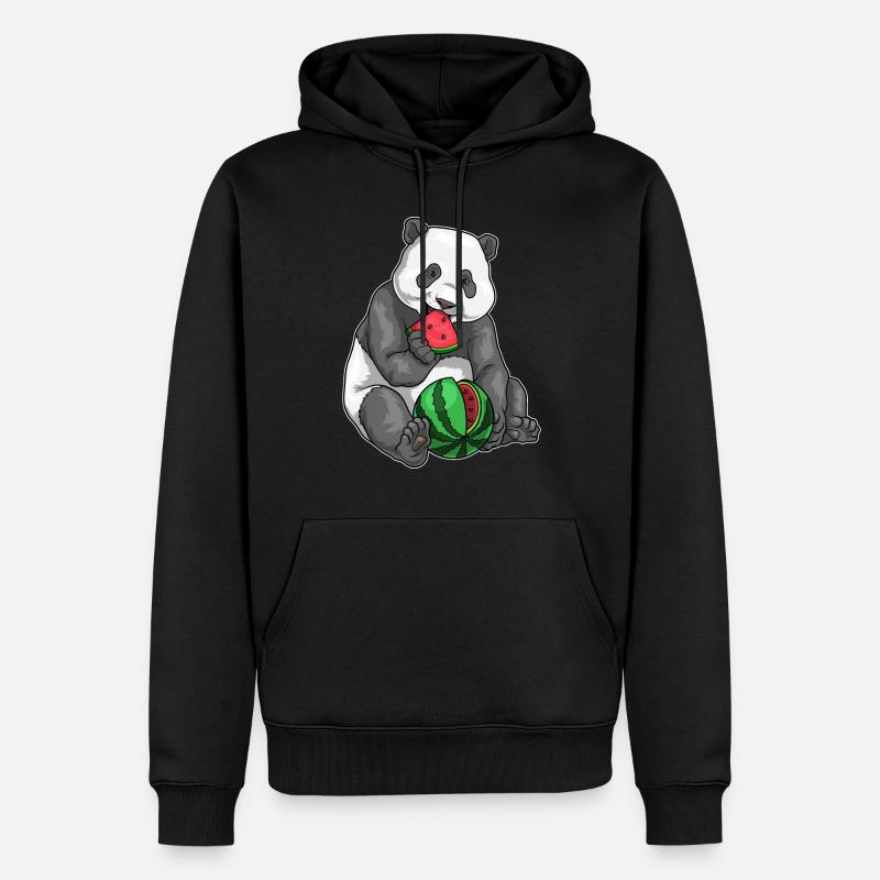 Panda Wassermelone - Männer Premium Bio Hoodie - Schwarz