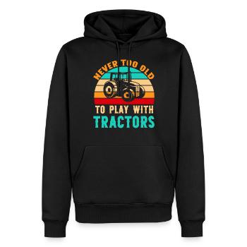 Jamais trop vieux pour jouer avec Tractor - Sweat à capuche Premium bio Homme - noir - Devant - Nico (187cm)