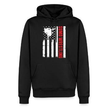 Lutte de sumo Lutteur de sumo - Sweat à capuche Premium bio Homme - noir - Devant - Nico (187cm)