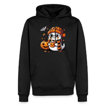 Halloween, Halloween Party, Kaffee, Tee - Männer Premium Bio Hoodie - Schwarz - Vorne - Nico (187cm)