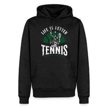 Drôle de joueur de tennis raquette la vie est - Sweat à capuche Premium bio Homme - noir - Devant - Nico (187cm)
