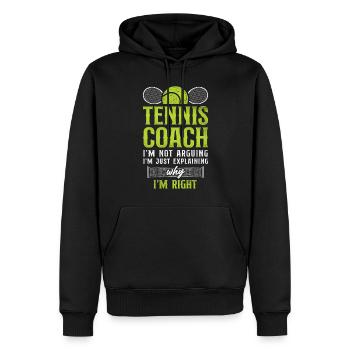 Drôle de joueur de tennis Raquette Tennis - Sweat à capuche Premium bio Homme - noir - Devant - Nico (187cm)
