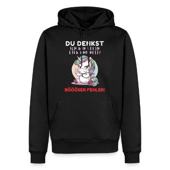 Licorne Tshirt Drôle Drôle Humour Femmes Mignon - Sweat à capuche Premium bio Homme - noir - Devant - Nico (187cm)