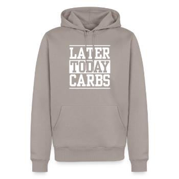 Intermittierendes Fasten Abnehmen - Männer Premium Bio Hoodie - Taupe - Vorne - Nico (187cm)