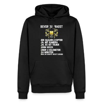 Pilote de drone quadricoptère Quadricoptère volant - Sweat à capuche Premium bio Homme - noir - Devant - Nico (187cm)