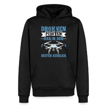Pilote de drone quadricoptère Quadricoptère volant - Sweat à capuche Premium bio Homme - noir - Devant - Nico (187cm)