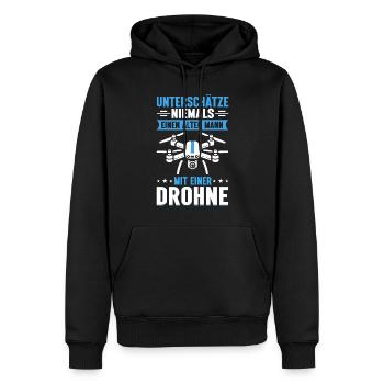 Pilote de drone quadricoptère Quadricoptère volant - Sweat à capuche Premium bio Homme - noir - Devant - Nico (187cm)