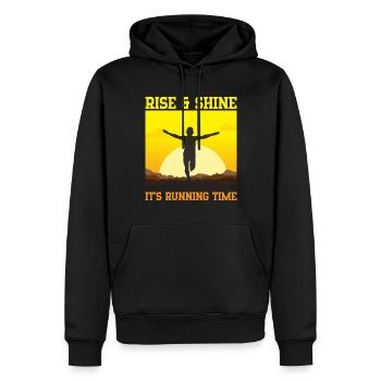 Running Rise & Shine Marathon Runner Gift - Männer Premium Bio Hoodie - Schwarz - Vorne - Nico (187cm)
