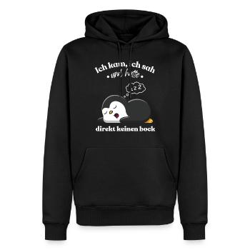 Funny Gift Penguin Funny Humor Lazy Fun - Men’s Premium Organic Hoodie - black - Front - Nico (187cm)
