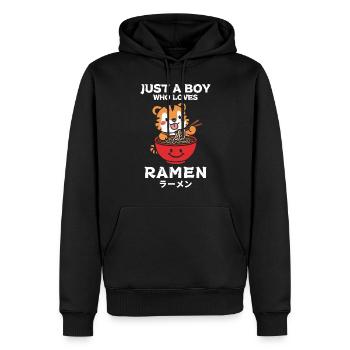 Nouilles Ramen Chibi Asie Soupe de nouilles tigrées Anime - Sweat à capuche Premium bio Homme - noir - Devant - Nico (187cm)