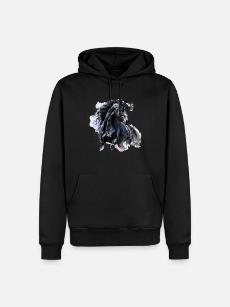 friesian horse - Männer Premium Bio Hoodie - Schwarz