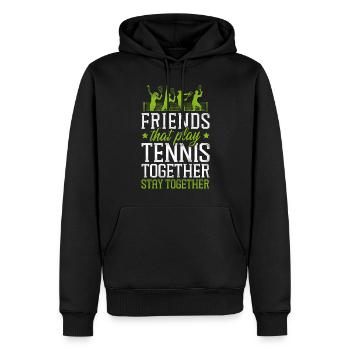 Drôle de joueur de tennis raquette amis - Sweat à capuche Premium bio Homme - noir - Devant - Nico (187cm)