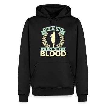 Running It´s In My Blood Marathon Runner Gift - Männer Premium Bio Hoodie - Schwarz - Vorne - Nico (187cm)