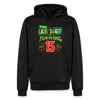 This Laser Tagger Is Turning 15 Years Old Laser - Männer Premium Bio Hoodie - Schwarz - Vorne - Nico (187cm)