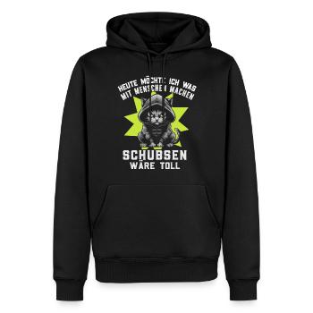 Irony Funny Work Cat Funny Sarcasm Antisocial - Men’s Premium Organic Hoodie - black - Front - Nico (187cm)