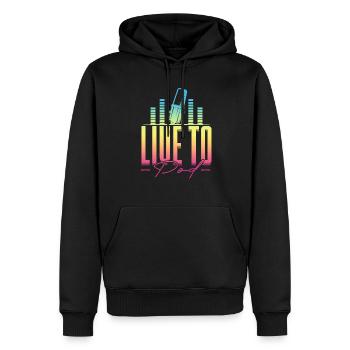 Podcast Podcaster Podcasting - Männer Premium Bio Hoodie - Schwarz - Vorne - Nico (187cm)
