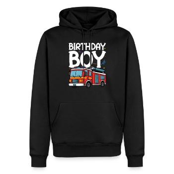 Anniversaire Garçon Pompier Anniversaire Garçon - Sweat à capuche Premium bio Homme - noir - Devant - Nico (187cm)