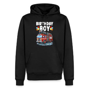 Anniversaire Garçon Pompier Anniversaire Garçon - Sweat à capuche Premium bio Homme - noir - Devant - Nico (187cm)