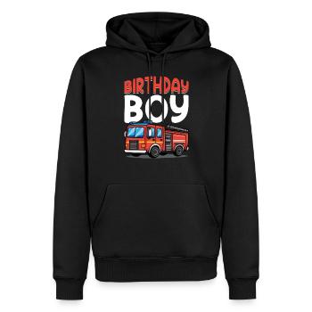 Anniversaire Garçon Pompier Anniversaire Garçon - Sweat à capuche Premium bio Homme - noir - Devant - Nico (187cm)