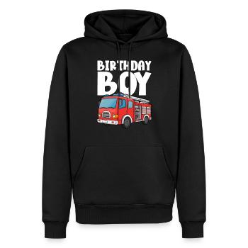 Anniversaire Garçon Pompier Anniversaire Garçon - Sweat à capuche Premium bio Homme - noir - Devant - Nico (187cm)