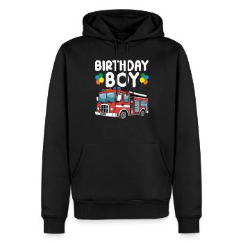 Anniversaire Garçon Pompier Anniversaire Garçon - Sweat à capuche Premium bio Homme - noir - Devant - Nico (187cm)