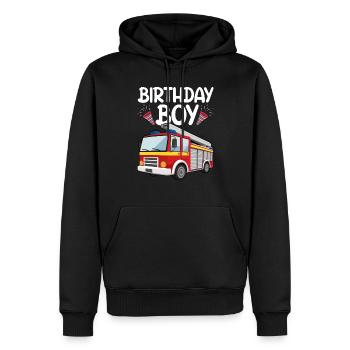 Anniversaire Garçon Pompier Anniversaire Garçon - Sweat à capuche Premium bio Homme - noir - Devant - Nico (187cm)