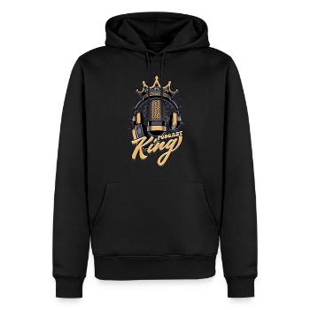 Podcast King Podcaster Podcasting - Männer Premium Bio Hoodie - Schwarz - Vorne - Nico (187cm)