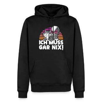 Lazy Tshirt Work Cat Funny Sarcasm Office - Men’s Premium Organic Hoodie - black - Front - Nico (187cm)