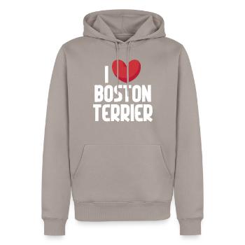 Cadeaux Boston Terrier - Sweat à capuche Premium bio Homme - taupe - Devant - Nico (187cm)