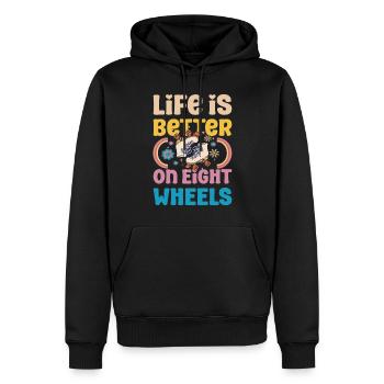 Rollerskater Party Life Is Better On Wheels Gift - Männer Premium Bio Hoodie - Schwarz - Vorne - Nico (187cm)