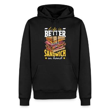 Sandwich Sandwich Snack Célébration - Sweat à capuche Premium bio Homme - noir - Devant - Nico (187cm)