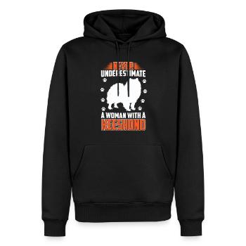 Wolfsspitz Frau mit einem Keeshond - Männer Premium Bio Hoodie - Schwarz - Vorne - Nico (187cm)