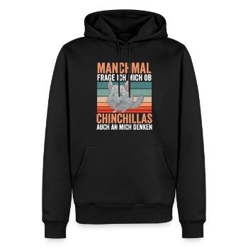 Chinchilla Penser à moi Rongeur Chinchillas - Sweat à capuche Premium bio Homme - noir - Devant - Nico (187cm)