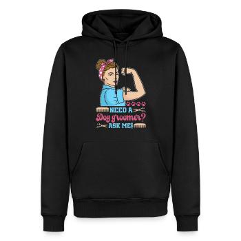 Chien Chiot Soins pour animaux de compagnie Salon d’emploi - Sweat à capuche Premium bio Homme - noir - Devant - Nico (187cm)