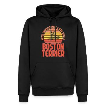 Boston Terrier Gifts - Männer Premium Bio Hoodie - Schwarz - Vorne - Nico (187cm)