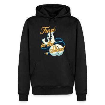 Freak In the Sheet Lustiges Gespenster Design - Männer Premium Bio Hoodie - Schwarz - Vorne - Nico (187cm)