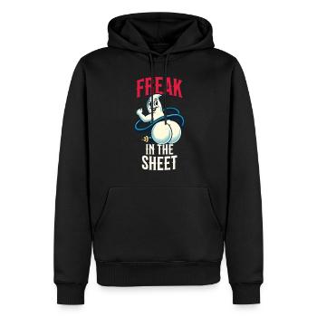 Freak Under Sheet Lustiges Gespenster Design - Männer Premium Bio Hoodie - Schwarz - Vorne - Nico (187cm)