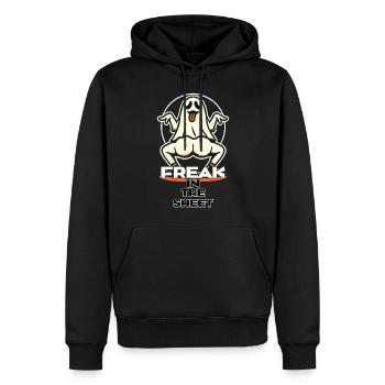 Freak in the Sheet Lustiges Gespenster Design - Männer Premium Bio Hoodie - Schwarz - Vorne - Nico (187cm)