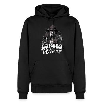 Podcast Podcaster Podcasting Echoes And Waves - Männer Premium Bio Hoodie - Schwarz - Vorne - Nico (187cm)