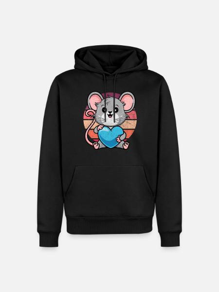 Rat with a blue heart - Men’s Premium Organic Hoodie - black