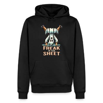 Freak In Sheet Lustiges Gespenster Design - Männer Premium Bio Hoodie - Schwarz - Vorne - Nico (187cm)
