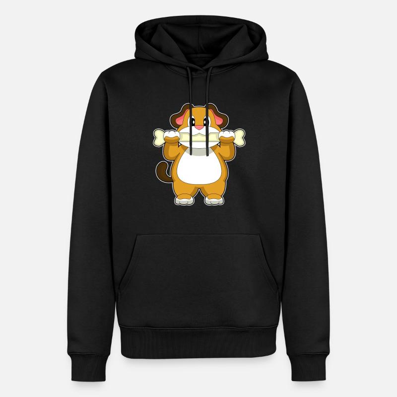 Hund Knochen - Männer Premium Bio Hoodie - Schwarz