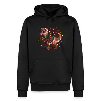 Dinosaure Moche Noël Noël Père Noël - Sweat à capuche Premium bio Homme - noir - Devant - Nico (187cm)