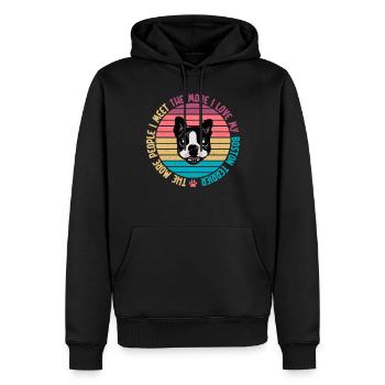 Boston Terrier Gifts - Männer Premium Bio Hoodie - Schwarz - Vorne - Nico (187cm)
