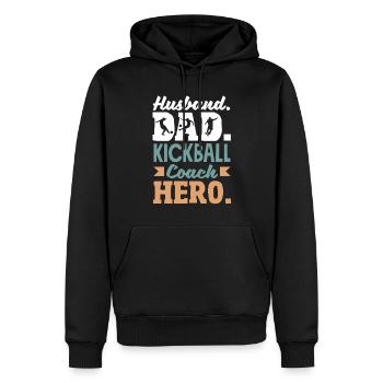 Légende du joueur de kickball - Sweat à capuche Premium bio Homme - noir - Devant - Nico (187cm)